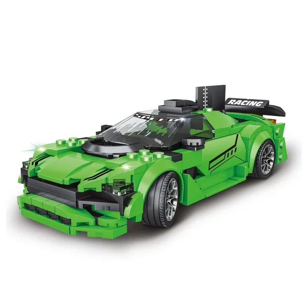 Teorema - Construction Set Toys - Crazy Drag Racing Green Supercar - 5 Yrs - STEM Learning