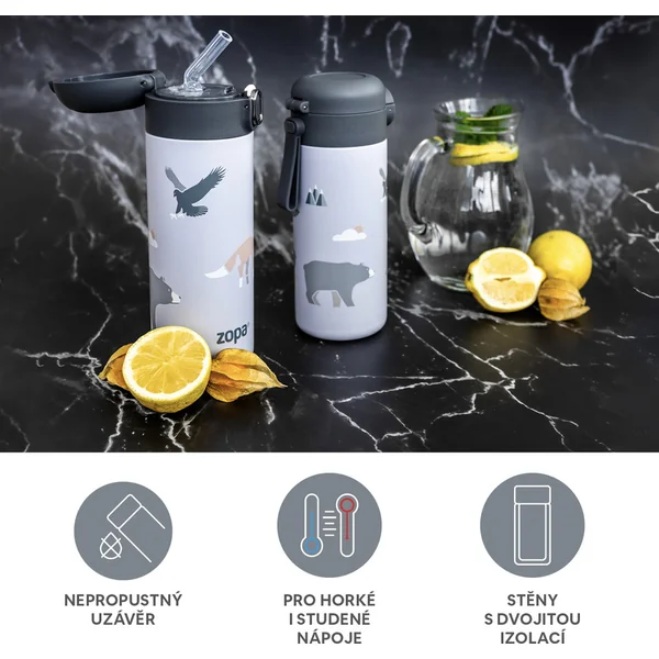 Thermos pour liquides avec paille 400 ml, Candy pink