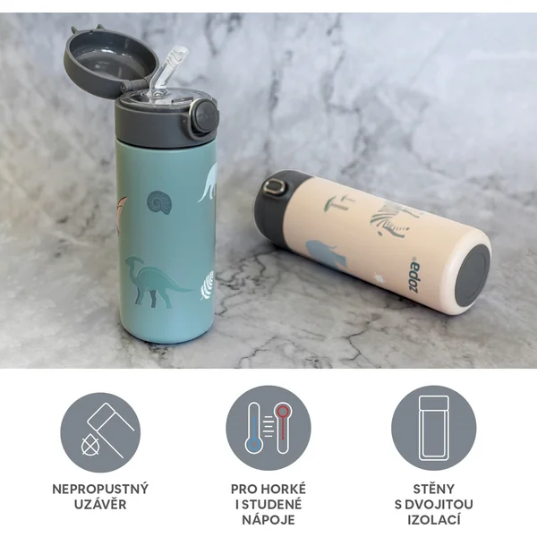 Thermos pour liquides avec paille et poignée en silicone 350 ml, Safari