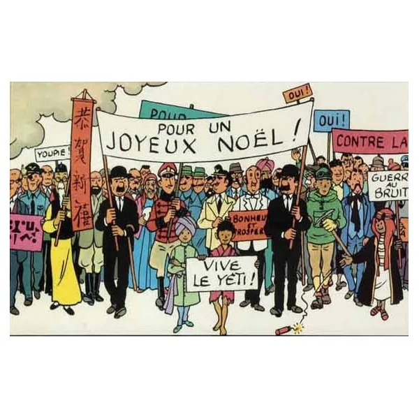 TINTIN: LA CARTE DE VOEUX 1972 - poster frise 180 x 29 cm