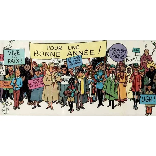 TINTIN: LA CARTE DE VOEUX 1972 - poster frise 180 x 29 cm