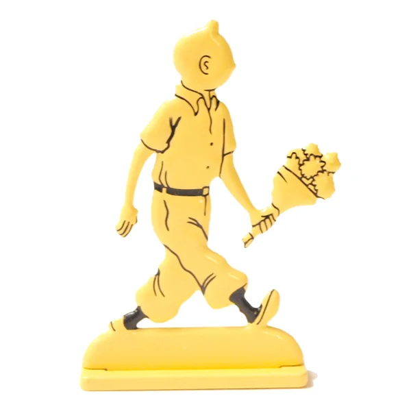 TINTIN: TINTIN AU BOUQUET DE FLEURS - figurine 'relief' en métal 5.5 cm