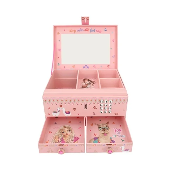 Top Model Coffret à bijoux avec code numérique, Talita et lama, avec mélodie