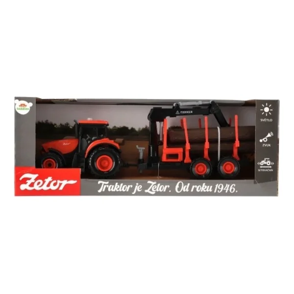 Tracteur Zetor avec remorque avec bras de chargement en plastique à inertie sur batterie avec lumièr