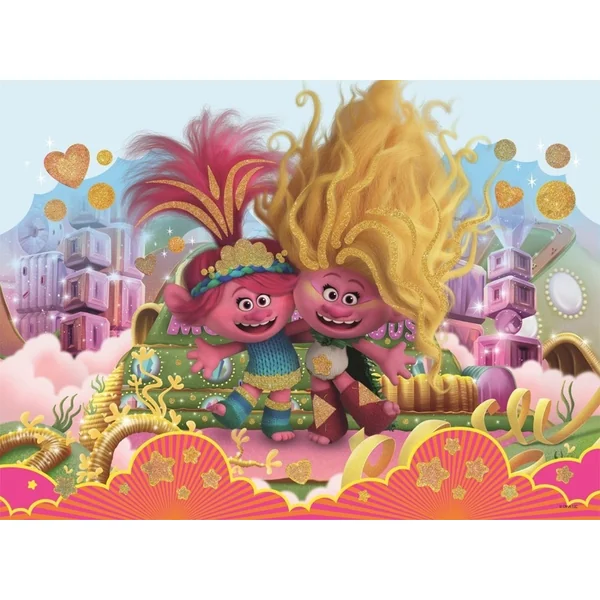 Trefl Puzzle 70 Glitter dans une valise - Trolls scintillants