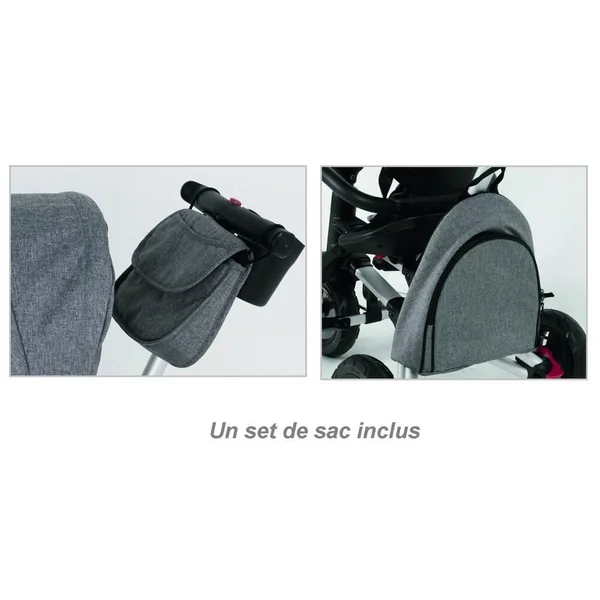 TRICYCLE NOVA GRIS AVEC 1 SET DE SACS