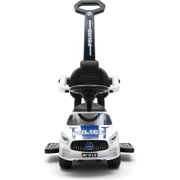 Trottinette pour enfants avec son et barre de guidage Baby Mix POLICE blanche