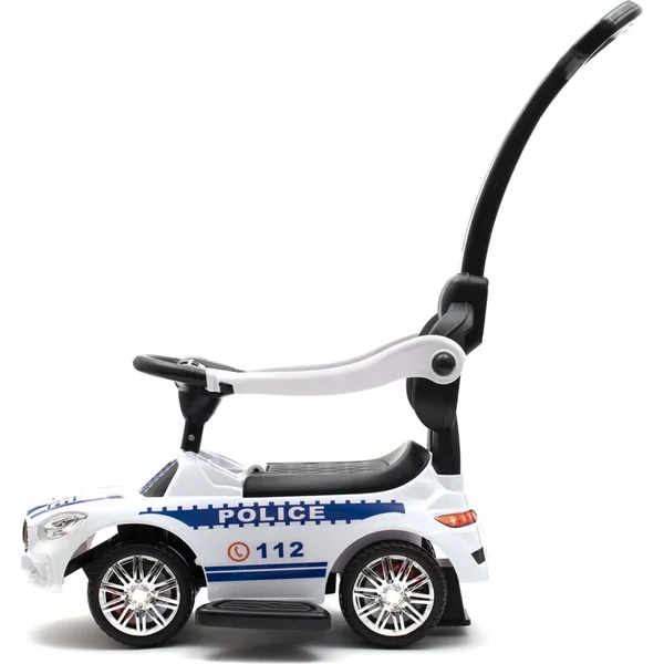 Trottinette pour enfants avec son et barre de guidage Baby Mix POLICE blanche