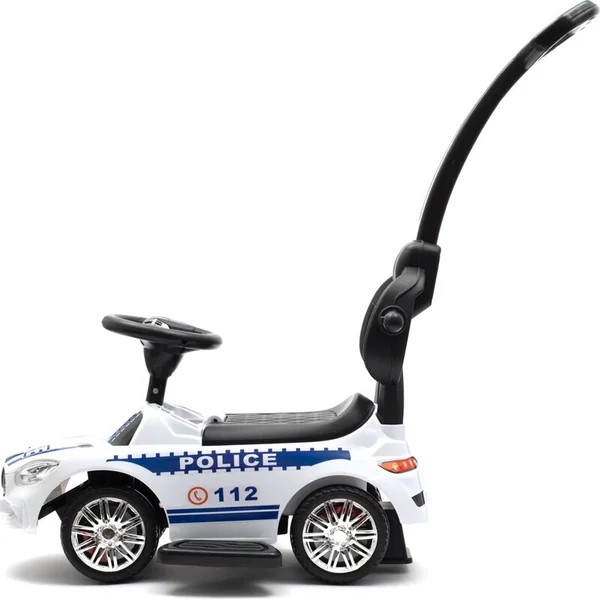 Trottinette pour enfants avec son et barre de guidage Baby Mix POLICE blanche