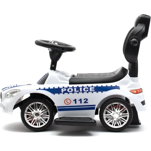 Trottinette pour enfants avec son et barre de guidage Baby Mix POLICE blanche