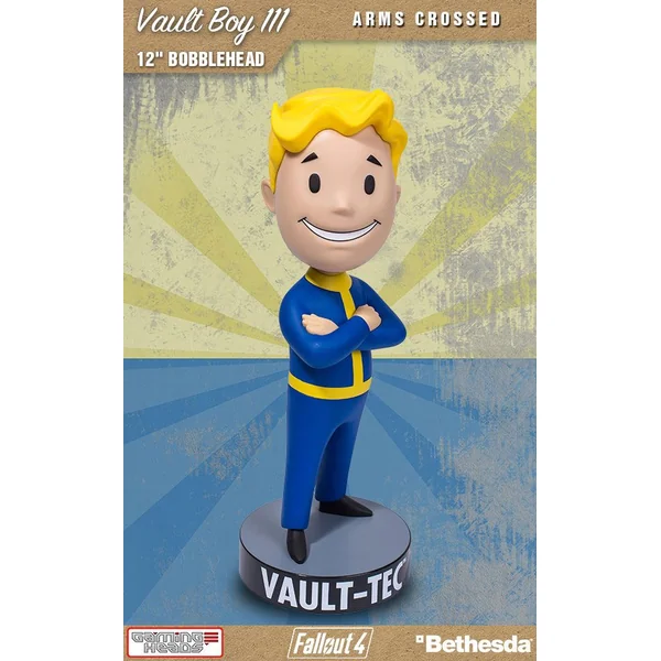 VAULT BOY 111 ARMS CROSSED BOBBLE HEAD FALLOUT 4 GAMING HEADS 30 CM