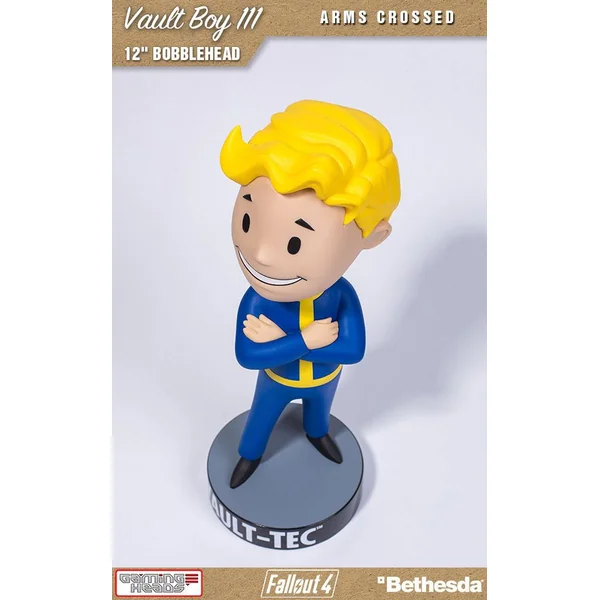 VAULT BOY 111 ARMS CROSSED BOBBLE HEAD FALLOUT 4 GAMING HEADS 30 CM