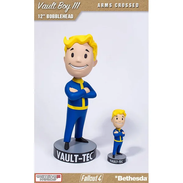 VAULT BOY 111 ARMS CROSSED BOBBLE HEAD FALLOUT 4 GAMING HEADS 30 CM
