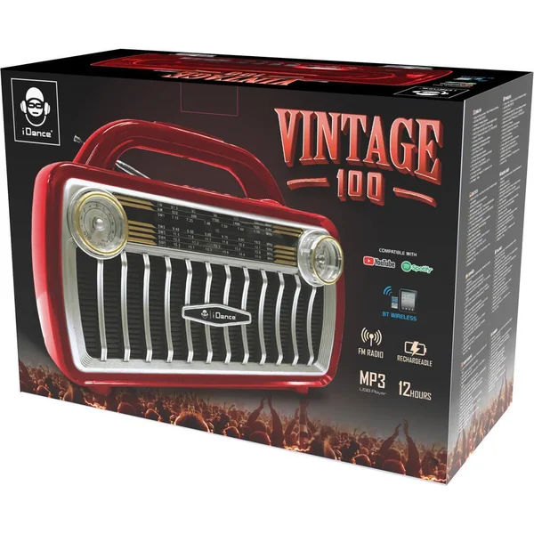 VINTAGE 100 ENCEINTE BLUETOOTH RADIO FM