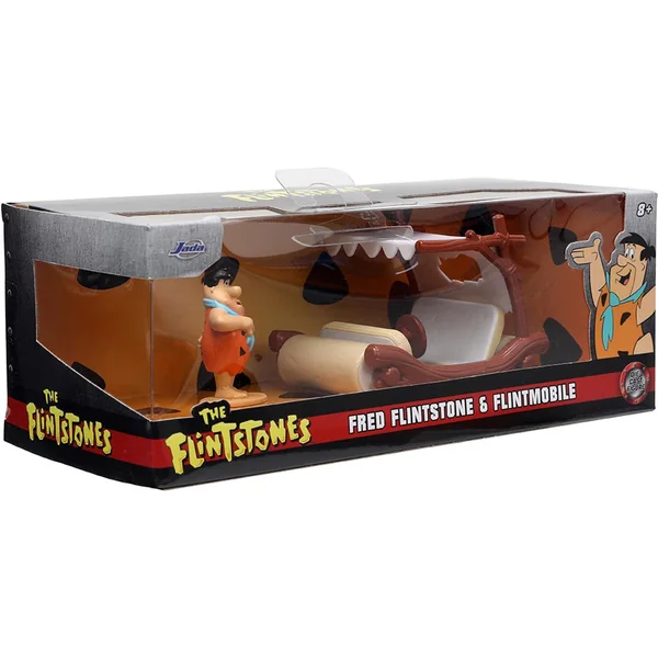 Véhicule miniature 1:32 Les Pierrafeu / The Flintstones: The Flintmobile with Fred Flintsone, Jada Toys (33382br)