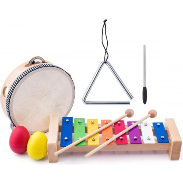 Woody Ensemble musical (xylophone, tambourin/tambour, triangle, 2 maracas œufs)